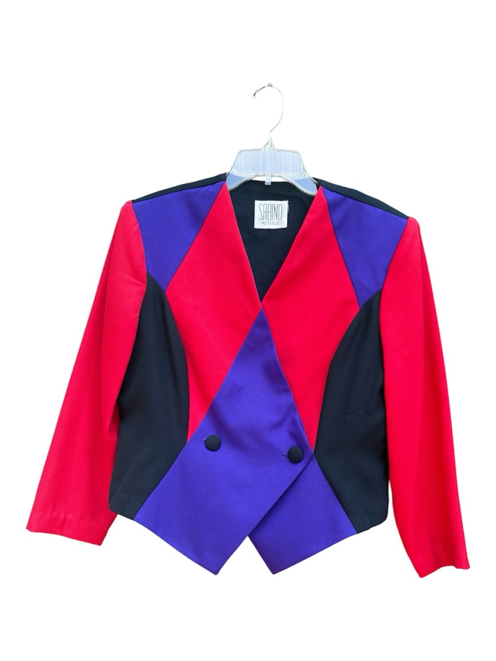 Sabino Colorblock Blazer — Red, Purple & Black vintage size 14 DQ13